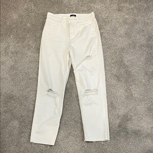 NWOT Express Mom Jean Super high rise size 4R Women's Distressed White Jeans